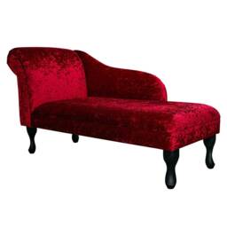 Handmade Red Crushed Velvet Chaise Longue - thumbnail 1