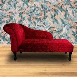 Handmade Red Crushed Velvet Chaise Longue - thumbnail 3