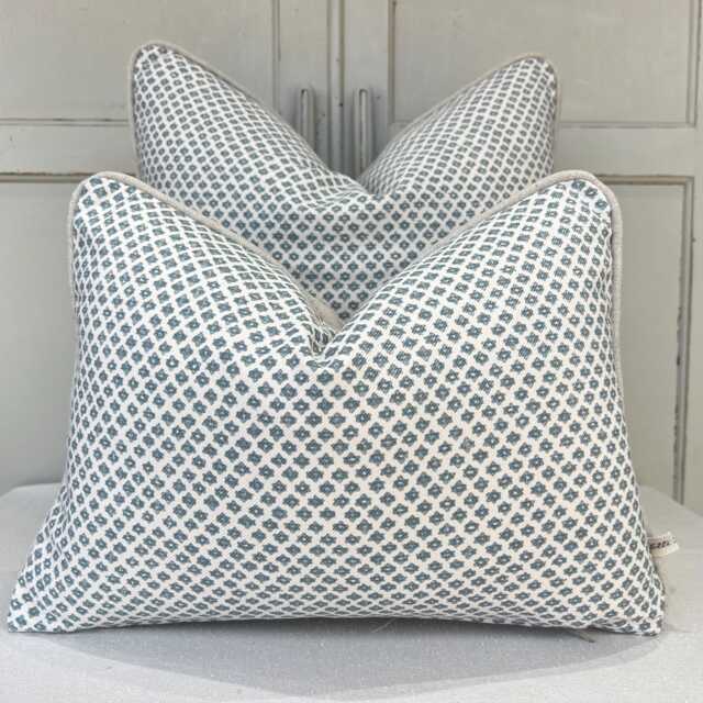 Cushions Made in Fermoie Marden Luxury Designer Decorative Blue Cream Cotton Cushion Pillow Throw Cover - image 1