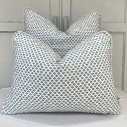 Cushions Made in Fermoie Marden Luxury Designer Decorative Blue Cream Cotton Cushion Pillow Throw Cover - thumbnail 1