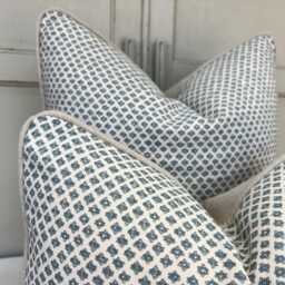 Cushions Made in Fermoie Marden Luxury Designer Decorative Blue Cream Cotton Cushion Pillow Throw Cover - thumbnail 4