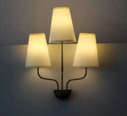 Mid Century Inspired Handcrafted Artisanal Brass Triple Arm Lamp Minimal Luxury Wall Fixture Handmade Mounted Light Home Lighting Decor - thumbnail 1