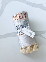 Personalized Baby Blanket Satin & Minky Lovey, Newborn Keepsake - thumbnail 1