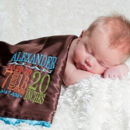 Personalized Baby Blanket Satin & Minky Lovey, Newborn Keepsake - thumbnail 2