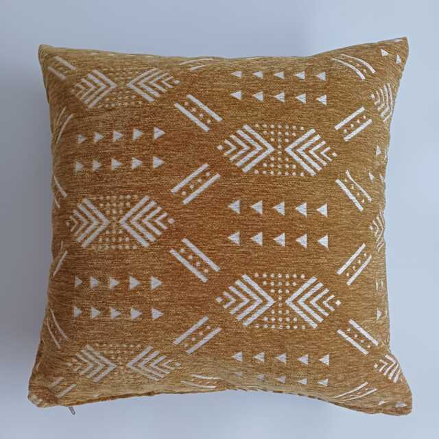 Moroccan Velvet Cushion Cover, Handmade Brocade Mustard Yellow Pillow Case, Decorative 20''x20''/50x50 cm - image 1