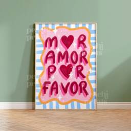 Mor Amor Por Favor Print Trendy Pink Eclectic Wall Art - thumbnail 2