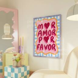 Mor Amor Por Favor Print Trendy Pink Eclectic Wall Art - thumbnail 3