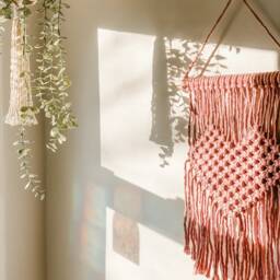 Made To Order Heart Macrame Wall Hanging, Valentine's Day Decor, Art, Girls Room, Handmade Giftables, Gift For Her, Mom, Sister, Friend - thumbnail 2