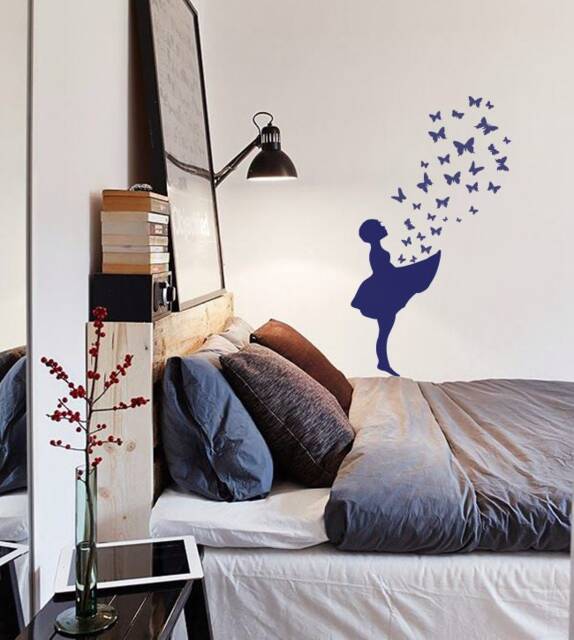 Wall Decal Butterfly Girl, Sticker Banksy Art, Graffiti Street Sticker, Urbanartberlin-Design - image 1