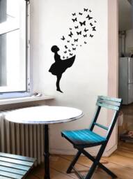 Wall Decal Butterfly Girl, Sticker Banksy Art, Graffiti Street Sticker, Urbanartberlin-Design - thumbnail 3