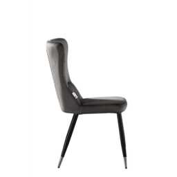Single New York Velvet Dining Chairs - High-Back With Black Legs & Gold Tips - thumbnail 3