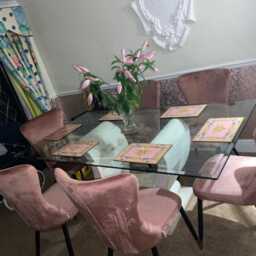 Single New York Velvet Dining Chairs - High-Back With Black Legs & Gold Tips - thumbnail 4