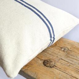 Rustic Blue Stripe Grainsack Bench Cushion - thumbnail 3