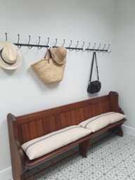 Rustic Blue Stripe Grainsack Bench Cushion