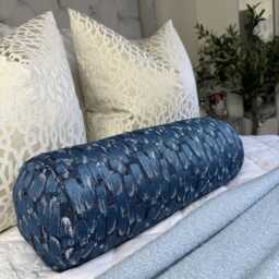 Navy Blue Abstract Bolster Cushion - Modern Home Decor Accent 16x6 Pillow, Meteor - thumbnail 3