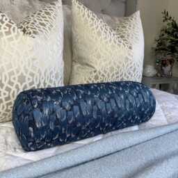 Navy Blue Abstract Bolster Cushion - Modern Home Decor Accent 16x6 Pillow, Meteor