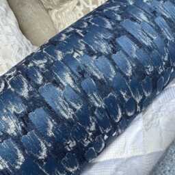 Navy Blue Abstract Bolster Cushion - Modern Home Decor Accent 16x6 Pillow, Meteor - thumbnail 2