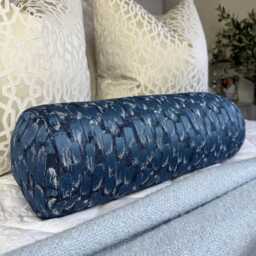 Navy Blue Abstract Bolster Cushion - Modern Home Decor Accent 16x6 Pillow, Meteor - thumbnail 4