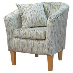 Luxe Designer Tub Chair in Extravaganza Stripe Burst Lime Fabric - British Handmade - thumbnail 3