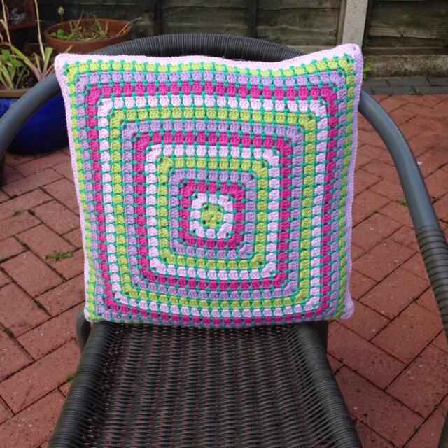 Crochet Cushion/Pillow Cover. Rainbow Cushion Cover, Boho Granny Square Pillow Cover - image 1