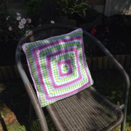 Crochet Cushion/Pillow Cover. Rainbow Cushion Cover, Boho Granny Square Pillow Cover - thumbnail 2