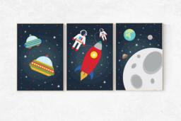 Space Nursery Prints Rocket, Astronaut, Planets Wall Art - thumbnail 1