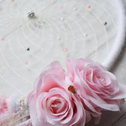 Choose Your Colour, Large Custom Made Floral Dreamcatcher Wall Hanging, Featuring Ostrich Feathers - thumbnail 2
