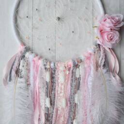 Choose Your Colour, Large Custom Made Floral Dreamcatcher Wall Hanging, Featuring Ostrich Feathers - thumbnail 3