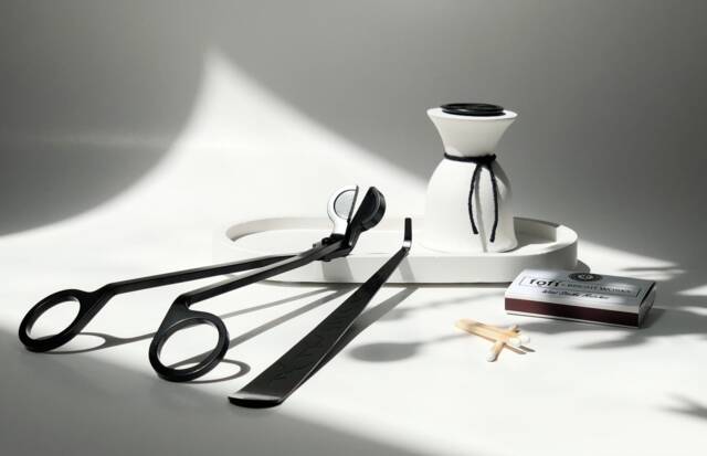 Candle Care Kit, Designer Snuffer, Cement Tray, Matte Black Metal Wick Trimmer, Dipper, Wax Seal, Wood Matches - image 1