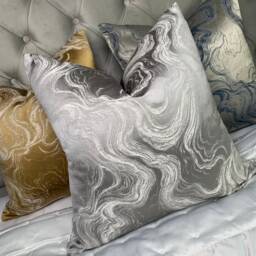 Luxury Cushion Cover, Throw Pillow, Marble Effect Grey Silver - Sofa, Bed, Bedding/Designer Fabric, High Quality Made To Order - thumbnail 3