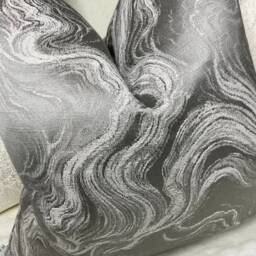 Luxury Cushion Cover, Throw Pillow, Marble Effect Grey Silver - Sofa, Bed, Bedding/Designer Fabric, High Quality Made To Order - thumbnail 4