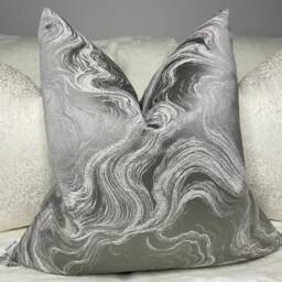 Luxury Cushion Cover, Throw Pillow, Marble Effect Grey Silver - Sofa, Bed, Bedding/Designer Fabric, High Quality Made To Order