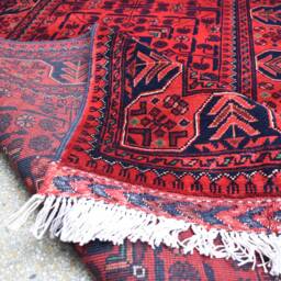 Extra Long Afghan Runner Rug, Handknotted Wool, Red Turkmen Carpet - 31.8 X 2.10 Ft - thumbnail 4