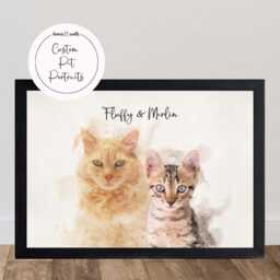 Custom Watercolour Pet Portrait Dog & Cat Memorial, Birthday Gift - thumbnail 1