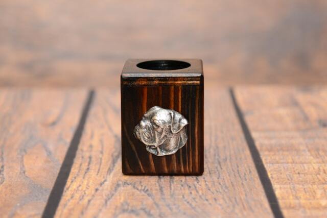 American Bulldog - Wooden Candlestick With Dog, Souvenir, Decoration, Limited Edition, Collection - image 1