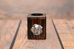 American Bulldog - Wooden Candlestick With Dog, Souvenir, Decoration, Limited Edition, Collection - thumbnail 1