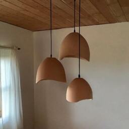 Organic Wabi-Sabi Ceramic Pendant Ceiling Light , Plug-In Hanging - Naaya Dome Infinity - thumbnail 3
