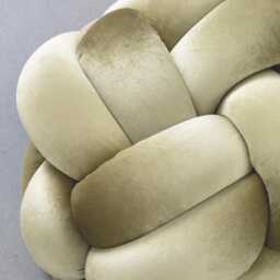 Cream Ivory Velvet Knot Ottoman, Floor Cushion Pouf, Large Pillow, Extra Seating, Modern Statement Furniture - thumbnail 2