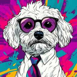 Pop Art Dog Portrait Rug - Colorful Modern Tile Mat Design - thumbnail 4
