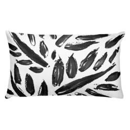 Black & White Brushstroke Lumbar Pillow Modern Home Decor - thumbnail 2