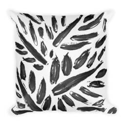 Black & White Brushstroke Lumbar Pillow Modern Home Decor - thumbnail 4