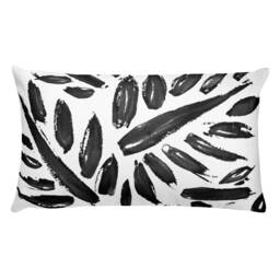 Black & White Brushstroke Lumbar Pillow Modern Home Decor