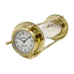 Personalised Brass Sand Timer With Clock & Compass