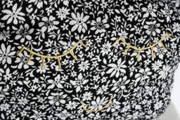 Soft Cloud Cushion Decorative Pillow Black Viscose Printed Small White Flowers Embroidered Face Serene Too Cute Handmade Golden Thread - thumbnail 1