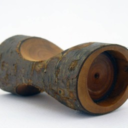 Handmade Cherry Wood Log Candlestick Holder Rustic Table Decor - thumbnail 4
