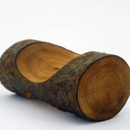 Handmade Cherry Wood Log Candlestick Holder Rustic Table Decor - thumbnail 3