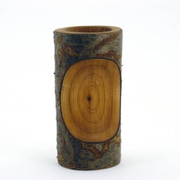 Handmade Cherry Wood Log Candlestick Holder Rustic Table Decor - thumbnail 2