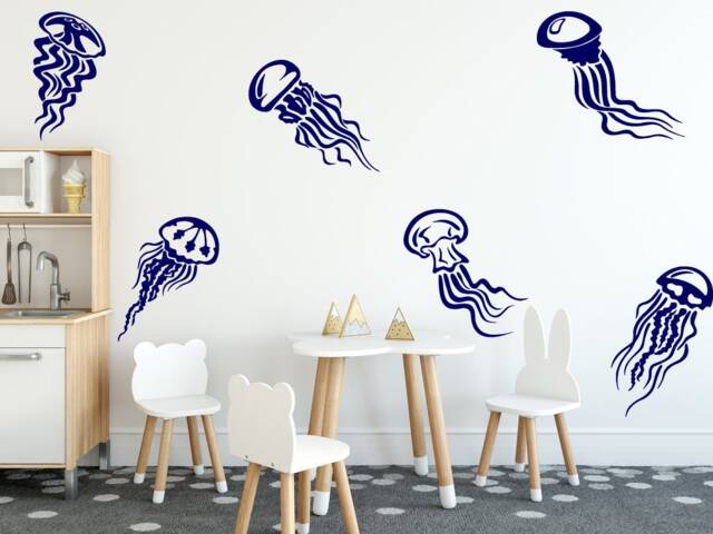 Jellyfish Wall Decals Set Of 6 Vinyl Stickers, Under The Sea Nm114 - image 1