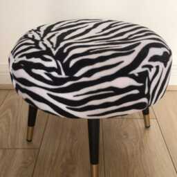 Zebra Print Round Ottoman - Modern Animal Design Footstool - thumbnail 2
