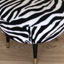 Zebra Print Round Ottoman - Modern Animal Design Footstool - thumbnail 3